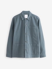 Blue Twill Chore Shacket 100% Cotton Overshirt - Image 5 of 10