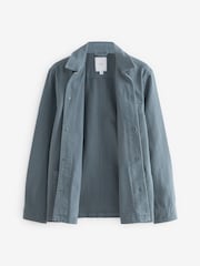 Blue Twill Chore Shacket 100% Cotton Overshirt - Image 6 of 10