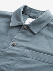 Blue Twill Chore Shacket 100% Cotton Overshirt - Image 7 of 10