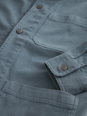 Blue Twill Chore Shacket 100% Cotton Overshirt - Image 9 of 10