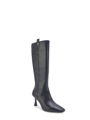 Nine West Womens 'Oboy' Spool Heel Knee High Black Boots with Zipper - Image 2 of 2
