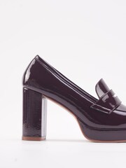 Nine West Womens 'Tanla' Block Heel Platform Brown Loafers - Image 2 of 5