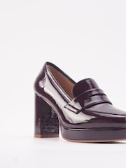 Nine West Womens 'Tanla' Block Heel Platform Brown Loafers - Image 3 of 5