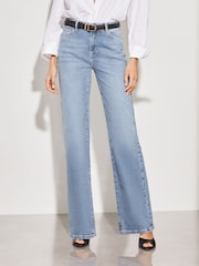Lipsy Blue Mid Waist Wide Leg Jeans - Image 1 of 4