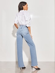 Lipsy Blue Mid Waist Wide Leg Jeans - Image 2 of 4