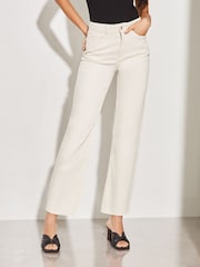 Lipsy Ecru Cream High Waist Crop Wide Leg Jeans - Image 1 of 4