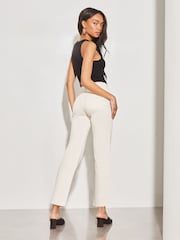 Lipsy Ecru Cream High Waist Crop Wide Leg Jeans - Image 2 of 4