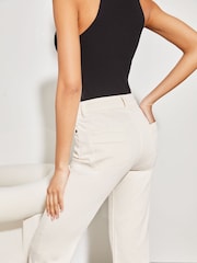 Lipsy Ecru Cream High Waist Crop Wide Leg Jeans - Image 4 of 4