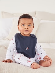 The White Company 100% Cotton London White Sleepsuit and Bib Set - Image 1 of 5