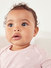 The White Company Pink 100% Cotton Cloud Print Sleepsuit - Image 3 of 5