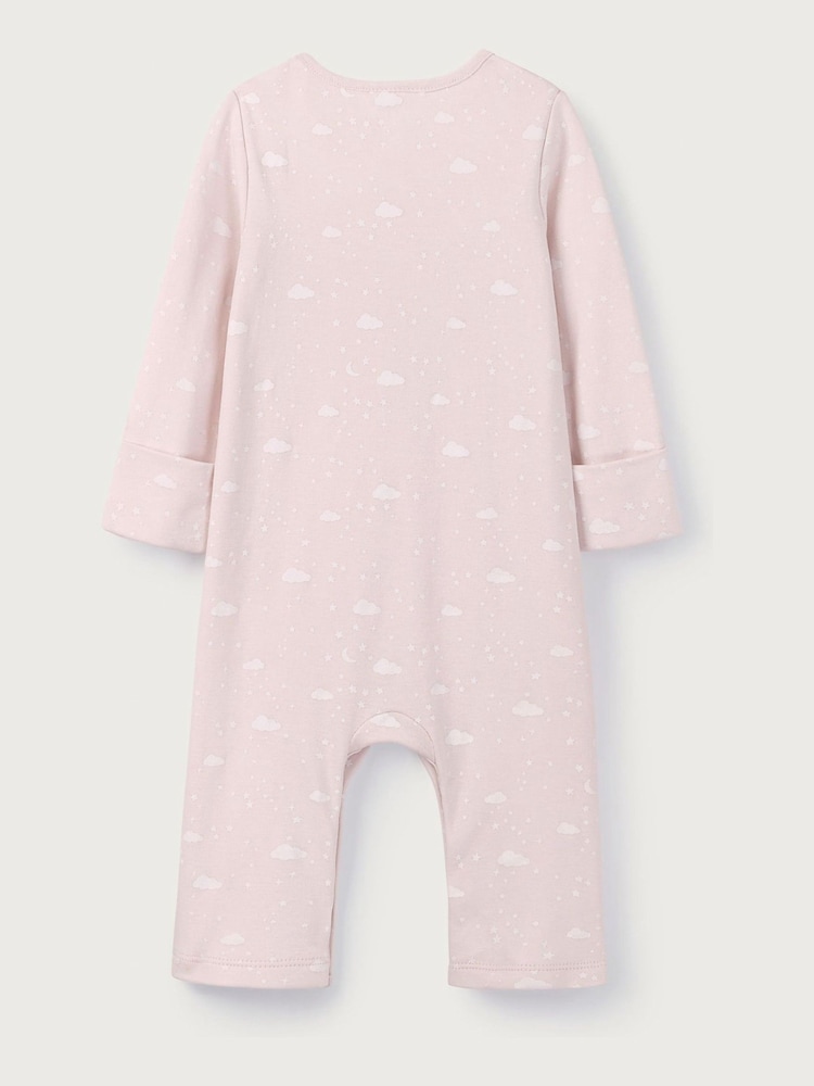 The White Company Pink 100% Cotton Cloud Print Sleepsuit - Image 5 of 5