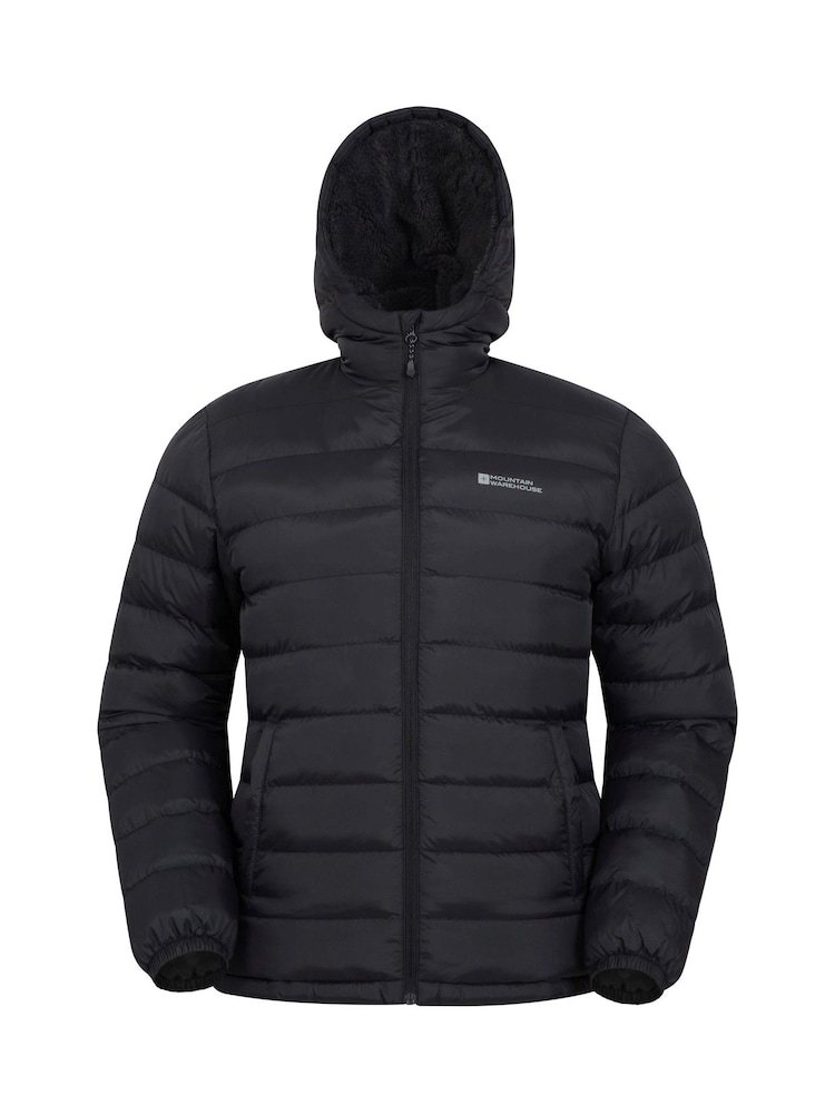 Mountain Warehouse Black Seasons Mens Water Resistant Faux Fur Lined Padded Jacket - Image 1 of 6