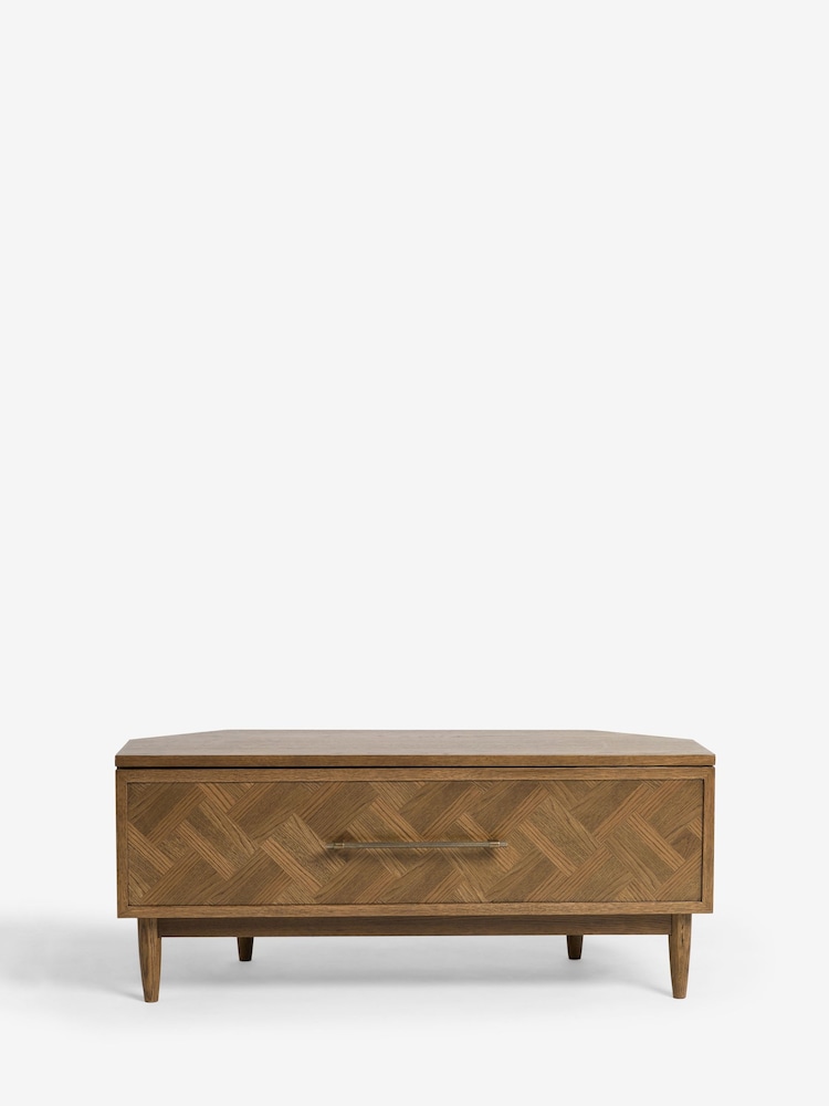 Natural Clayton Oak Marquetry Up to 46 inch Corner TV Unit - Image 8 of 8