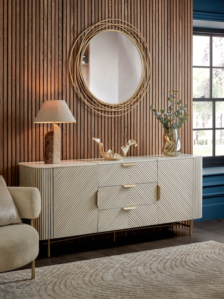Light Grey Valencia Marble Mango Wood Extra Large Sideboard - Image 1 of 8