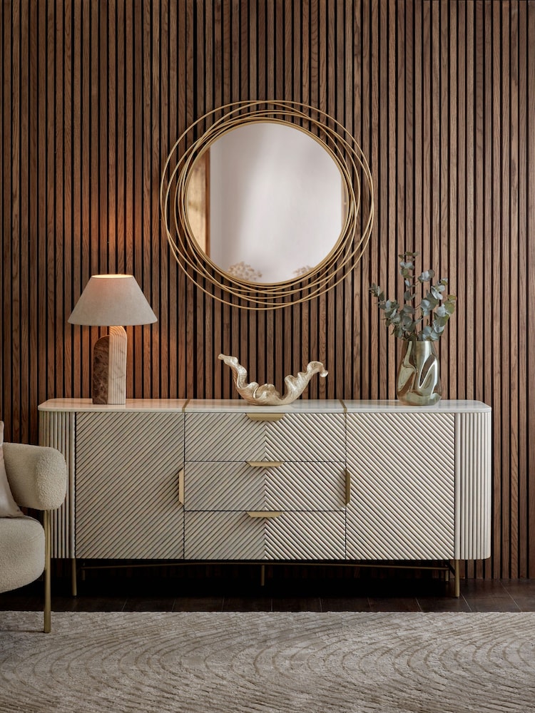 Light Grey Valencia Marble Mango Wood Extra Large Sideboard - Image 2 of 8