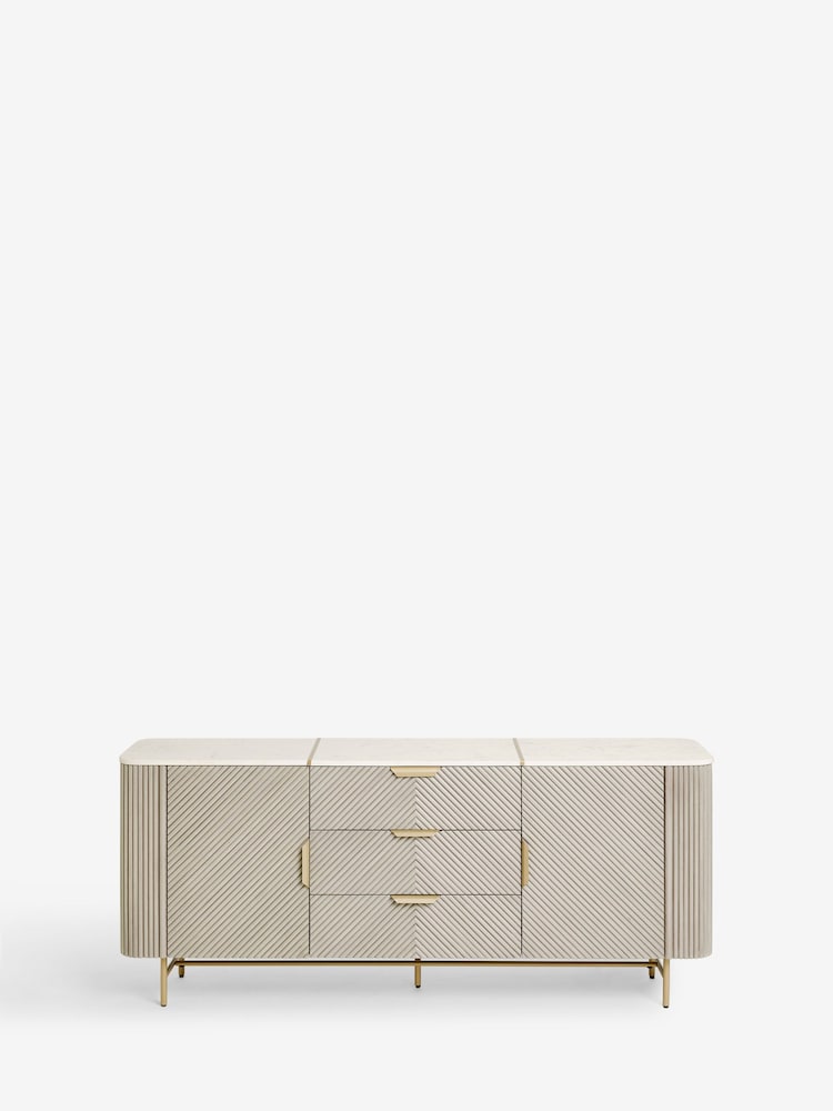 Light Grey Valencia Marble Mango Wood Extra Large Sideboard - Image 8 of 8
