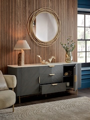 Dark Grey Valencia Marble Mango Wood Extra Large Sideboard - Image 2 of 9