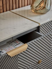 Dark Grey Valencia Marble Mango Wood Extra Large Sideboard - Image 5 of 9