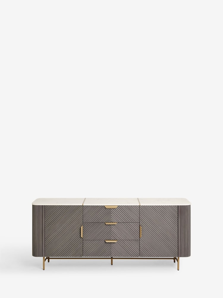 Dark Grey Valencia Marble Mango Wood Extra Large Sideboard - Image 9 of 9