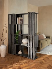 Dark Slatted Mango Wood Effect Shelf - Image 1 of 6