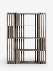 Dark Slatted Mango Wood Effect Shelf - Image 3 of 6