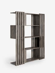 Dark Slatted Mango Wood Effect Shelf - Image 4 of 6