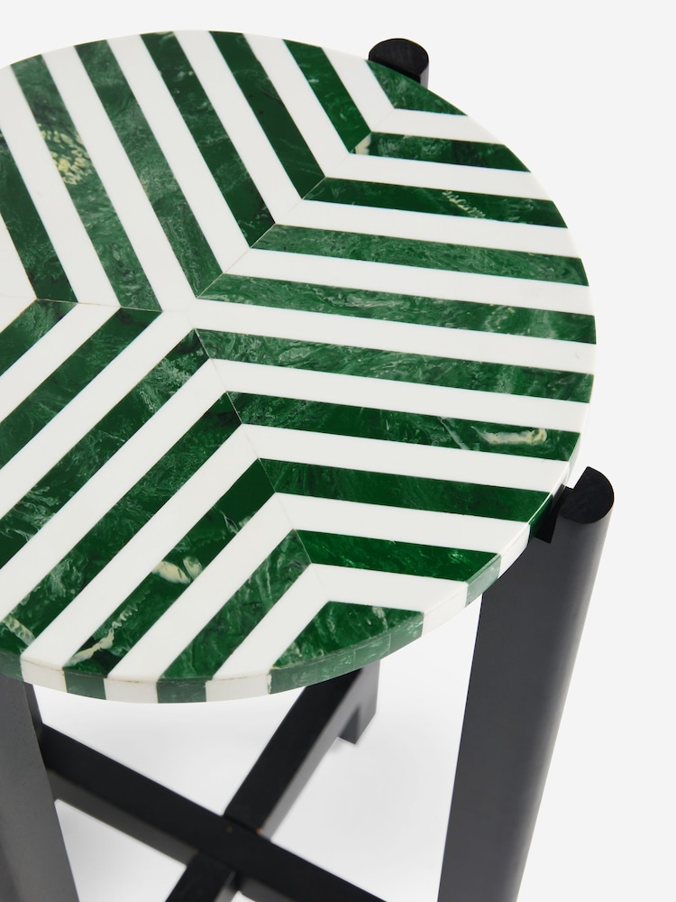 Green Tiled Effect Side Table - Image 2 of 6