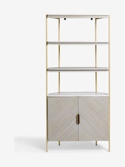 Light Grey Valencia Marble Mango Wood Corner Shelf - Image 6 of 8
