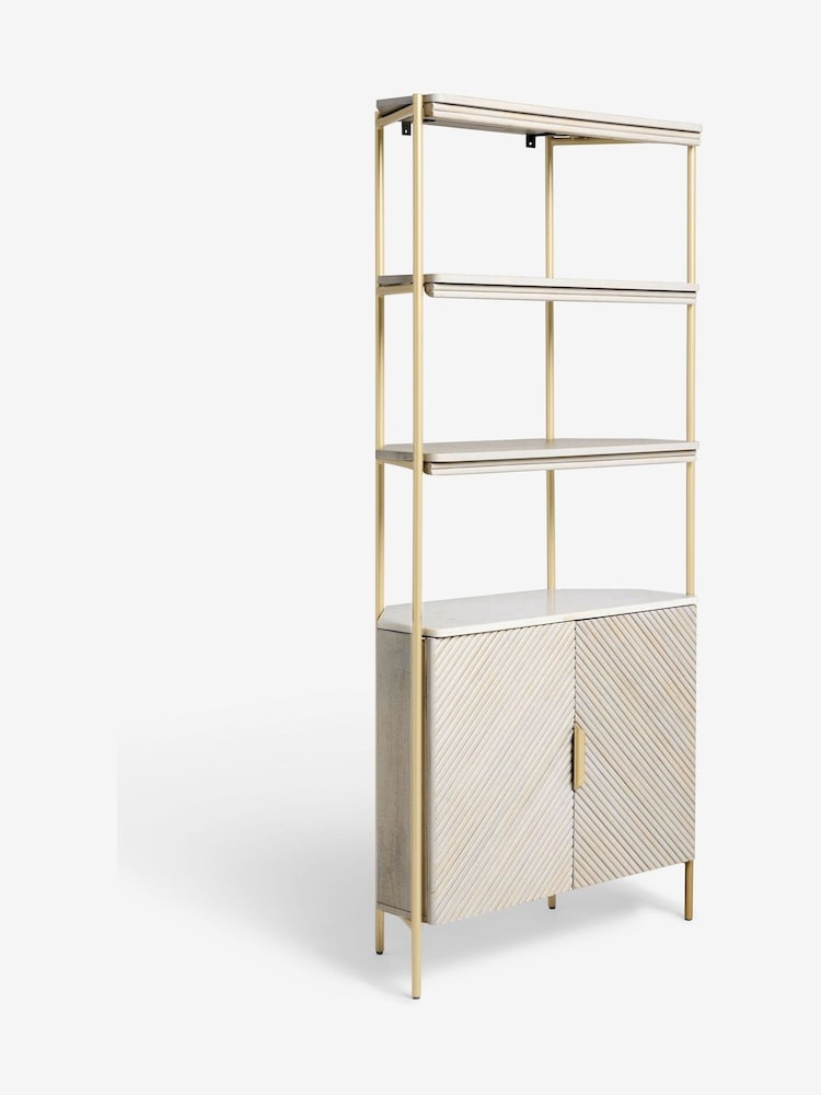 Light Grey Valencia Marble Mango Wood Corner Shelf - Image 8 of 8