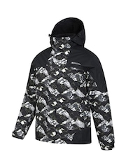 Mountain Warehouse Grey Shadow II Mens Fleece Lined Printed Snow Ski Jacket - Image 3 of 6