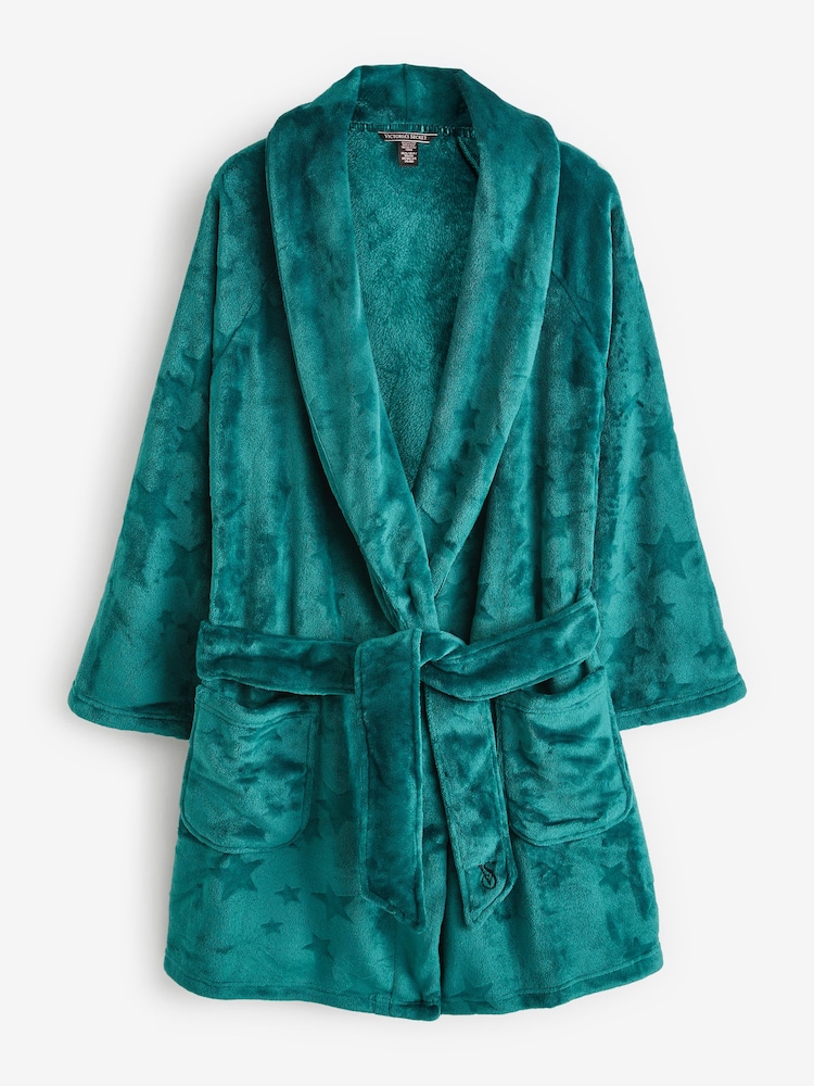Victoria's Secret Black Ivy Green Stars Cosy Short Dressing Gown - Image 1 of 3