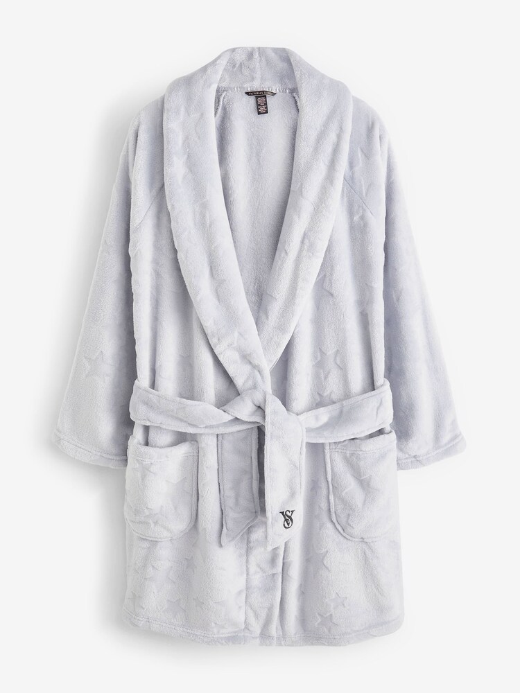 Victoria's Secret Flint Grey Star Jacquard Cosy Short Dressing Gown - Image 1 of 3