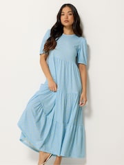PixieGirl Petite Blue Spot Tiered Maxi Dress - Image 1 of 5