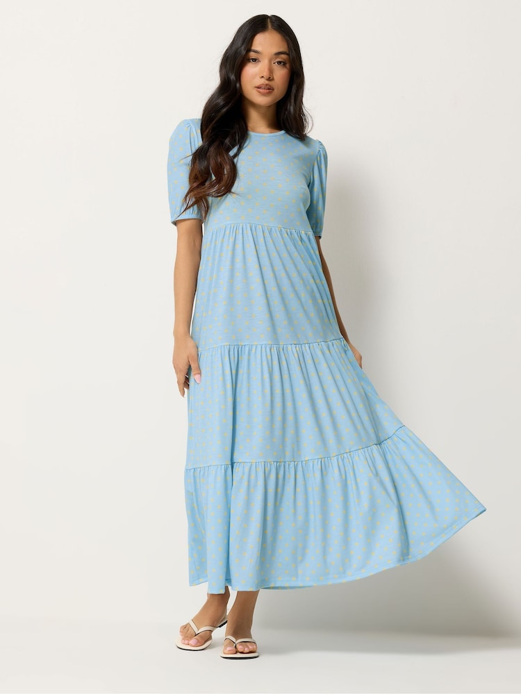 PixieGirl Petite Blue Spot Tiered Maxi Dress - Image 2 of 5 PixieGirl Petite Blue Spot Tiered Maxi Dress - Image 2 of 5