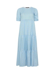 PixieGirl Petite Blue Spot Tiered Maxi Dress - Image 5 of 5