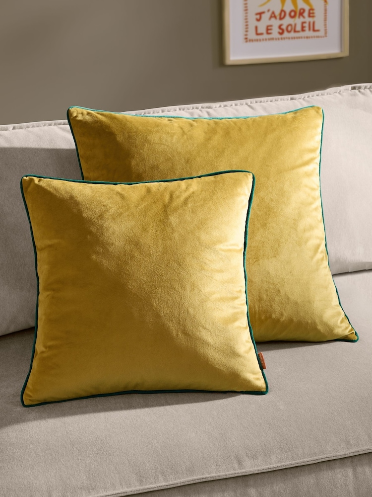 Furn Moss/Emerald Meridian Velvet 45 x 45cm Cushion Cover - Image 2 of 6