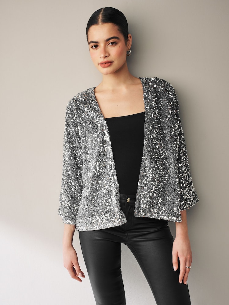 Silver Sequin Jacket - Image 1 of 6