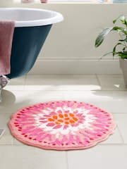Lucy Tiffney Pink Flower 100% Cotton Bath Mat - Image 1 of 1