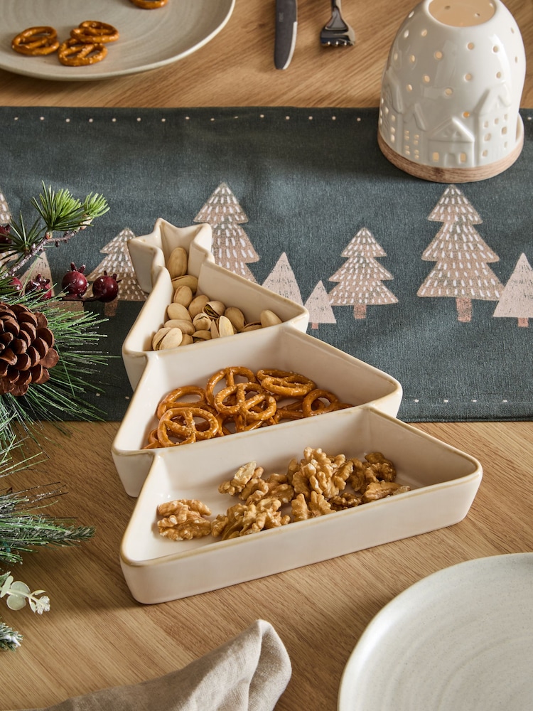 Natural Christmas Tree Divided Nibble Bowl - Image 1 of 3