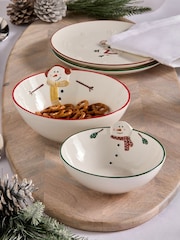 White Snowmen Nesting Serve Bowls Set of 2 - Image 1 of 5