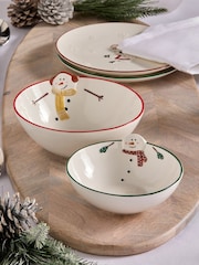 White Snowmen Nesting Serve Bowls Set of 2 - Image 2 of 5