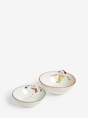White Snowmen Nesting Serve Bowls Set of 2 - Image 4 of 5