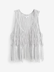 Silver Crochet Fringed Waistcoat - Image 5 of 6