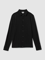 Reiss Black Forbes Merino Wool Button-Through Cardigan - Image 2 of 7