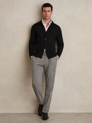 Reiss Black Forbes Merino Wool Button-Through Cardigan - Image 3 of 7