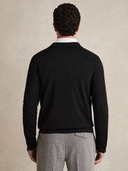 Reiss Black Forbes Merino Wool Button-Through Cardigan - Image 5 of 7