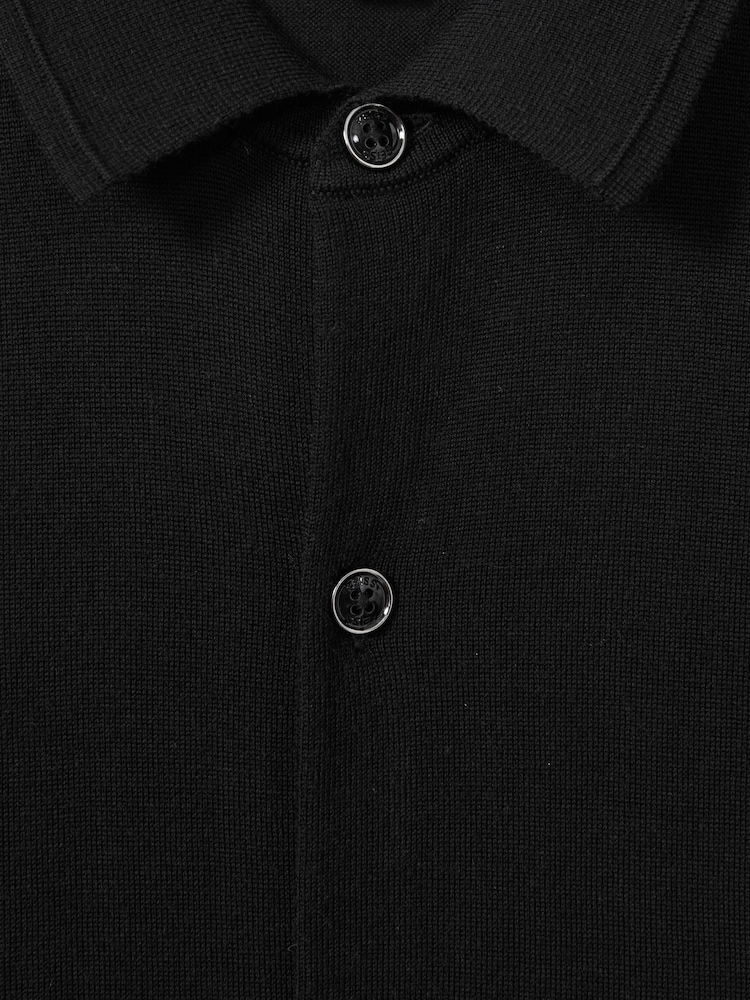 Reiss Black Forbes Merino Wool Button-Through Cardigan - Image 1 of 1