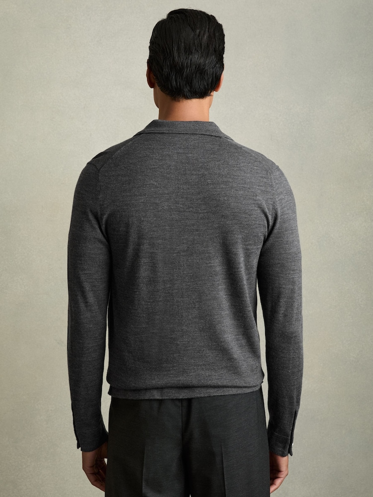 Reiss Derby Grey Marl Forbes Merino Wool Button-Through Cardigan - Image 5 of 5 Reiss Derby Grey Marl Forbes Merino Wool Button-Through Cardigan - Image 5 of 5