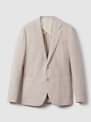 Reiss Stone Attire Slim Fit Textured Wool Blend Single Breasted Blazer - Image 2 of 6