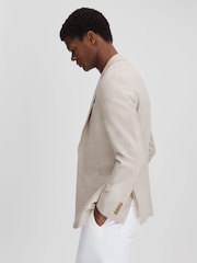 Reiss Stone Attire Slim Fit Textured Wool Blend Single Breasted Blazer - Image 4 of 6